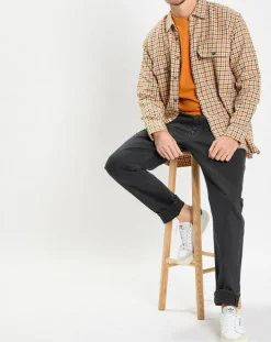 Surchemise 100% Coton Bio Relaxed Fit à carreaux vert/orange