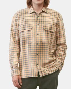 Surchemise 100% Coton Bio Relaxed Fit à carreaux vert/orange