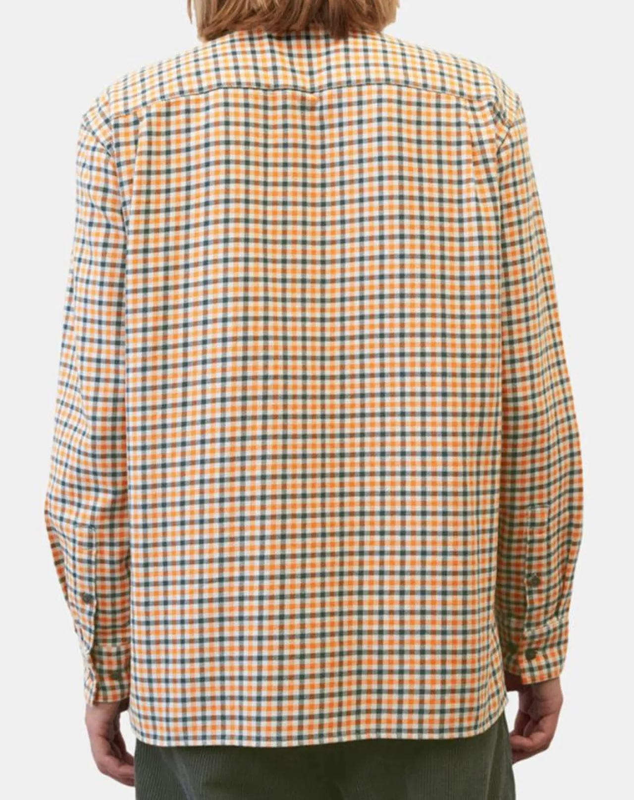 Surchemise 100% Coton Bio Relaxed Fit à carreaux vert/orange