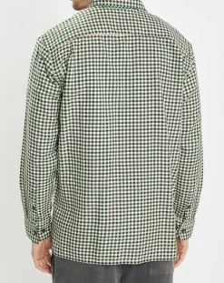 Surchemise 100% Coton Bio Relaxed Fit à carreaux vert/marron