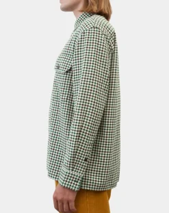 Surchemise 100% Coton Bio Relaxed Fit à carreaux vert/marron