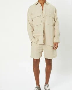 Surchemise 100% Lin manches longues Oversize West beige