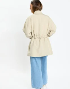 Surchemise Ceinturée en Lin mélangé beige clair