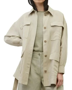 Surchemise Ceinturée en Lin mélangé beige clair