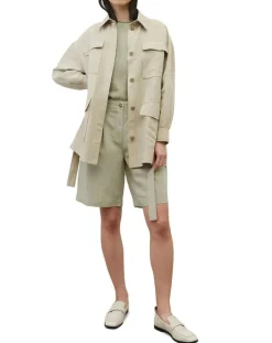 Surchemise Ceinturée en Lin mélangé beige clair