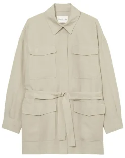 Surchemise Ceinturée en Lin mélangé beige clair