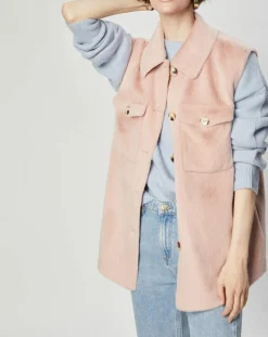 Surchemise en Fausse Fourrure Lily rose poudre