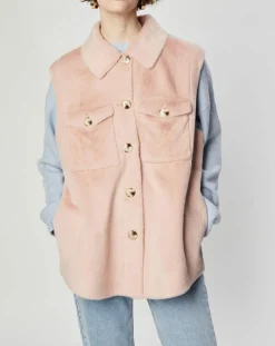 Surchemise en Fausse Fourrure Lily rose poudre