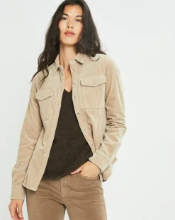 Surchemise en Velours côtelé Cloé amande