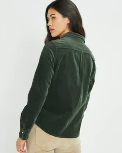 Surchemise en Velours côtelé Cloé verte