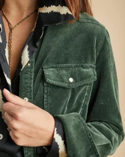 Surchemise en Velours côtelé Cloé verte