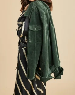 Surchemise en Velours côtelé Cloé verte