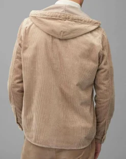 Surchemise en Velours côtelé à Capuche Double Poche beige