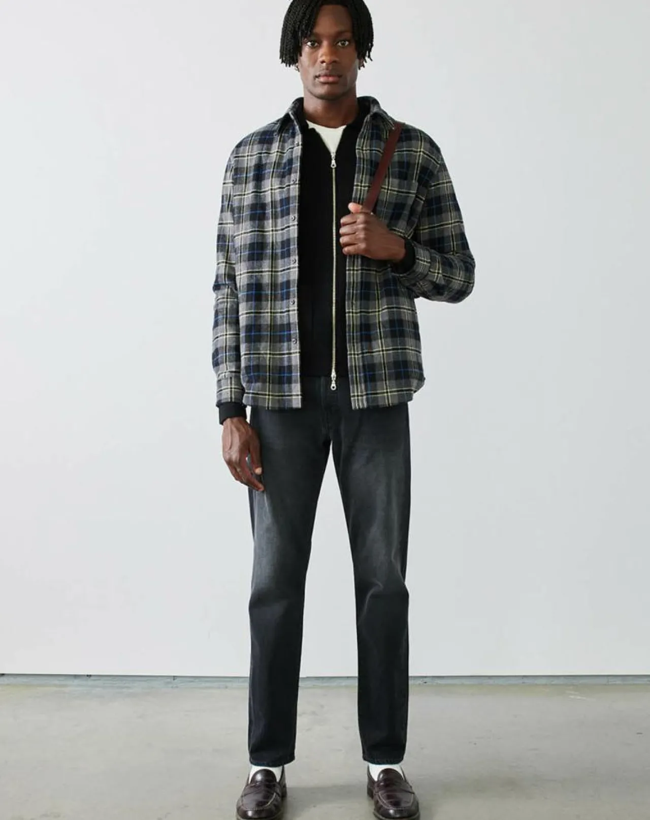 Surchemise Freeman épaisse à carreaux gris/bleu