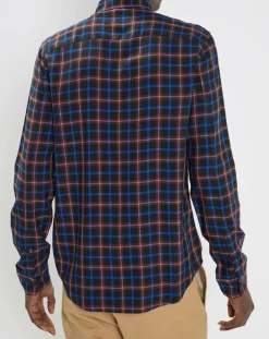 Surchemise légère à carreaux bleu marine
