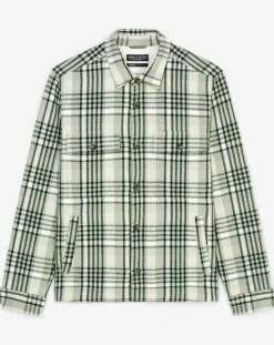 Surchemise manches longues Crx Poches Coton Organic vert/blanc