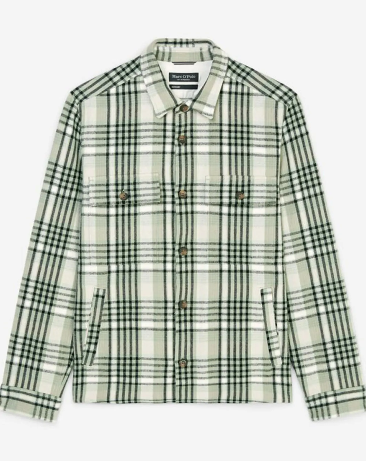 Surchemise manches longues Crx Poches Coton Organic vert/blanc