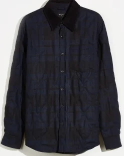 Surchemise regular en Laine mélangée Freeman marine/noir