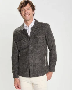 Surchemise Regular Fit en Flanelle imprimée Prince de Galles marron