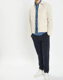 Surchemise zippée en Velours milleraies écrue