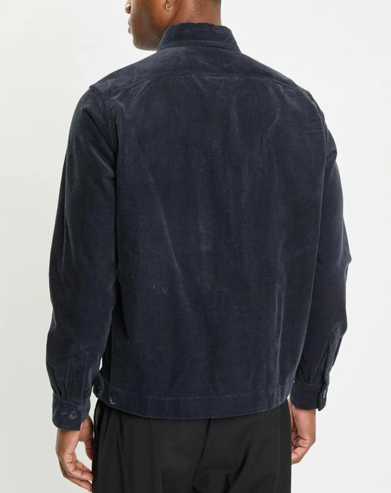 Surchemise zippée en Velours milleraies bleu marine