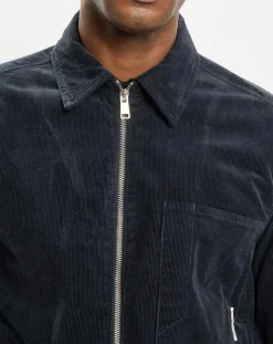 Surchemise zippée en Velours milleraies bleu marine