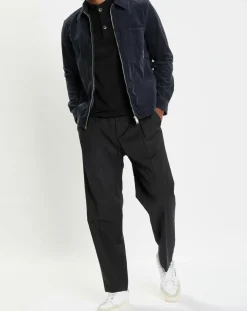 Surchemise zippée en Velours milleraies bleu marine