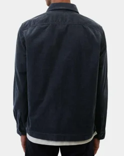 Surchemise zippée en Velours milleraies bleu marine