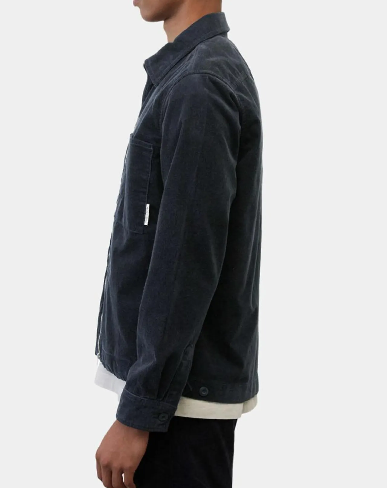 Surchemise zippée en Velours milleraies bleu marine