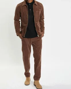 Surchemise zippée en Velours milleraies marron