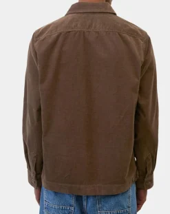 Surchemise zippée en Velours milleraies marron