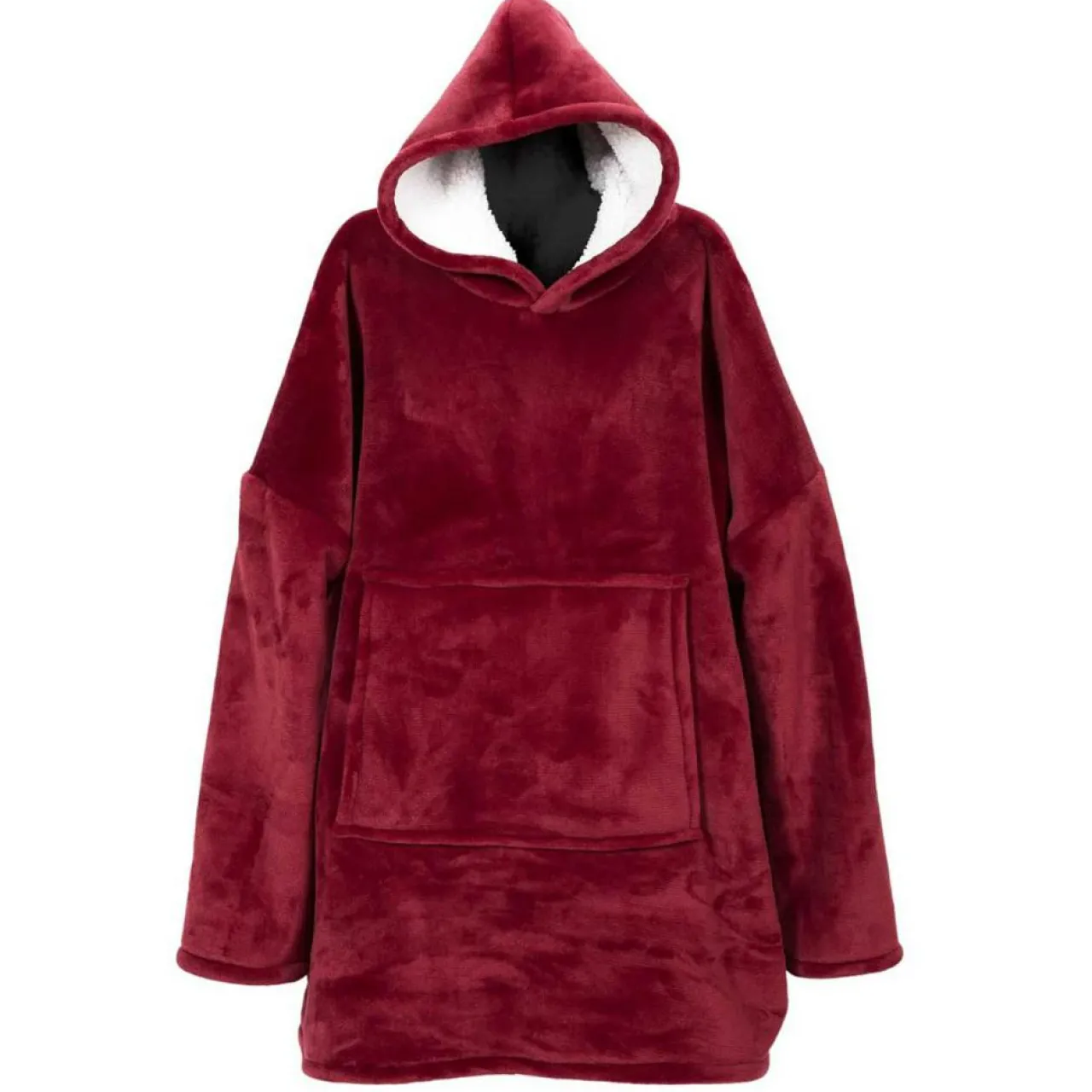 Sweat à Capuche Interieur Sherpa rouge - 118x85x2 cm