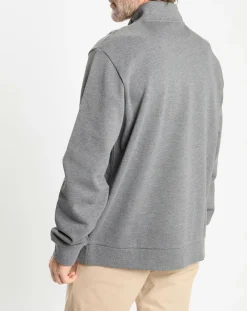 Sweat col montant 1/2 zip gris foncé