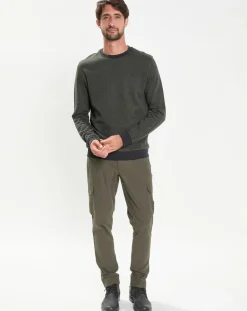 Sweat col rond Chevron vert