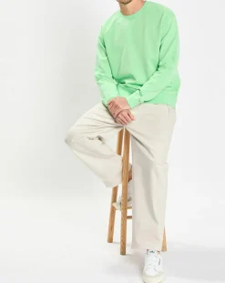 Sweat Col Rond Coudiere vert fluo