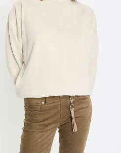 Sweat col roulé molletonné écru