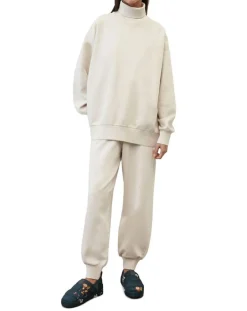 Sweat col roulé molletonné écru