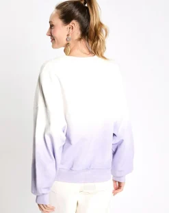 Sweat cr ml dip dye blanc/violet