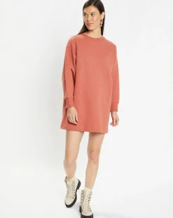 Sweat droit et long en Coton Lenny rose foncé