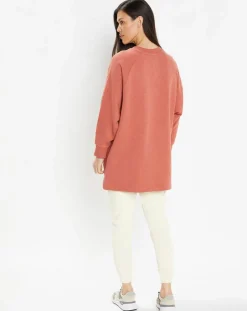 Sweat droit et long en Coton Lenny rose foncé