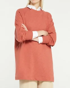 Sweat droit et long en Coton Lenny rose foncé