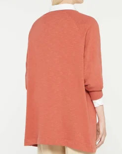 Sweat droit et long en Coton Lenny rose foncé