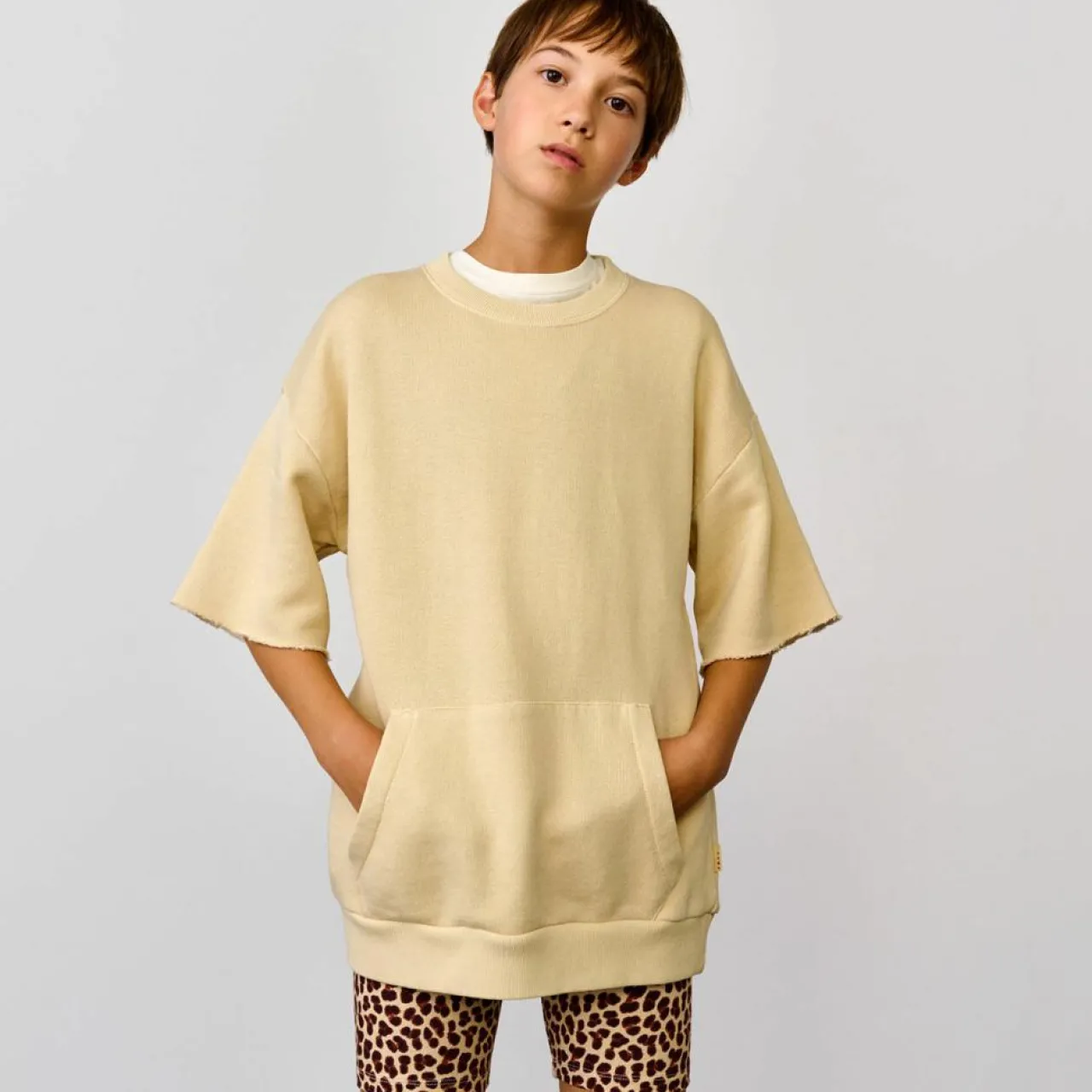 Sweat en Coton mélangé boyfriend Facile sable