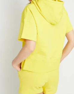 Sweat en Coton molletonné à capuche California manches courtes tournesol