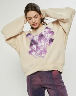 Sweat Fa-Ux imprimé beige/violet