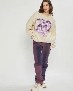 Sweat Fa-Ux imprimé beige/violet