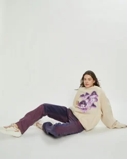 Sweat Fa-Ux imprimé beige/violet