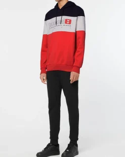 Sweat hoodie Musa en Coton bicolore noir/rouge