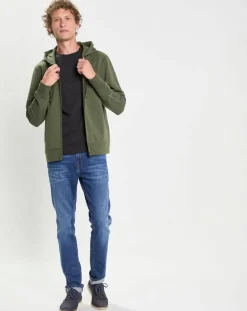 Sweat Hoodie zippé Mix kaki