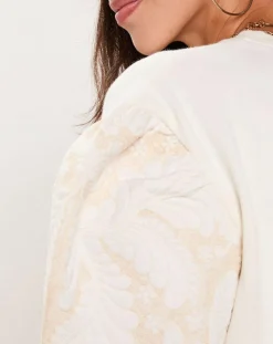 Sweat Médiéval Patchwork brodé écru